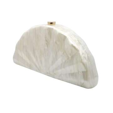 PENGZHI Women Fan Shell Acrylic Clutch Purse Marble Evening Bag Unique Handbag Cute Shell Clutch Wed...
