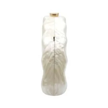 PENGZHI Women Fan Shell Acrylic Clutch Purse Marble Evening Bag Unique Handbag Cute Shell Clutch Wedding Purse for Party Cocktail, White