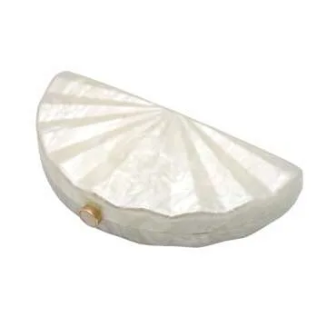 PENGZHI Women Fan Shell Acrylic Clutch Purse Marble Evening Bag Unique Handbag Cute Shell Clutch Wedding Purse for Party Cocktail, White