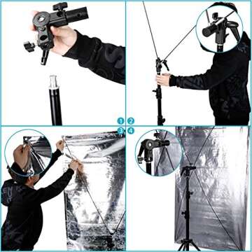 Neewer 35" x 70"/ 90 x 180cm Photo Studio Gold/Silver & Black/White Flat Panel Light Reflector with 360 degree Rotating Holding Bracket and Carrying Bag