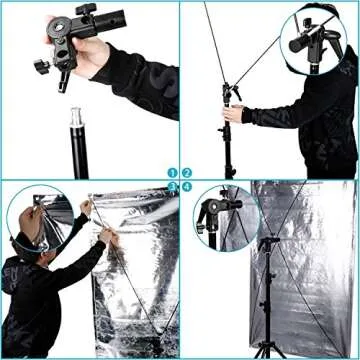 Neewer 35" x 70"/ 90 x 180cm Photo Studio Gold/Silver & Black/White Flat Panel Light Reflector with 360 degree Rotating Holding Bracket and Carrying Bag