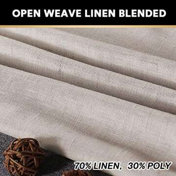PrinceDeco Light Filtering Linen Curtains with Soft Linen Burlap, Rod Pocket Decorative Rustic & Cas...