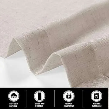 PrinceDeco Elegant Light Filtering Linen Curtains Set