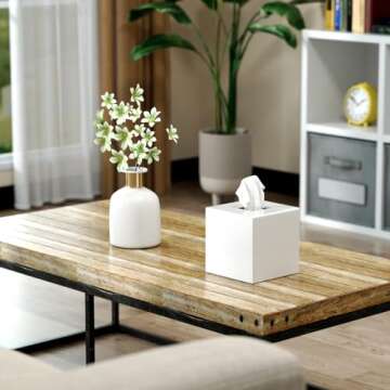 FEMELI Tissue Box Cover,Square Acrylic Tissues Paper Holder for Bathroom Bedroom Office,White