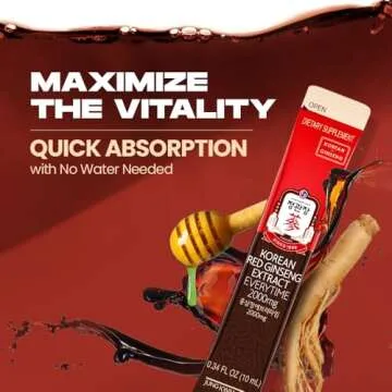 JUNG KWAN JANG Korean Red Ginseng Extract Everytime 2000mg | Energy Supplements, Ginseng Supplement, Ginseng Tea, Korean Food | Caffeine Free, Boost Energy, Support Immunity | 10 Count