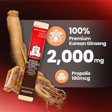 JUNG KWAN JANG Korean Red Ginseng Extract Everytime 2000mg | Energy Supplements, Ginseng Supplement, Ginseng Tea, Korean Food | Caffeine Free, Boost Energy, Support Immunity | 10 Count
