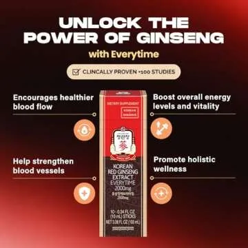 JUNG KWAN JANG Korean Red Ginseng Extract Everytime 2000mg | Energy Supplements, Ginseng Supplement, Ginseng Tea, Korean Food | Caffeine Free, Boost Energy, Support Immunity | 10 Count