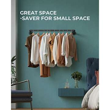 OROPY Industrial Pipe Clothing Rack 38.4", Heavy Duty Detachable Wall Mounted Clothes Rack Black Iro...