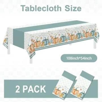 Blue Pumpkin Maple Thanksgiving Tablecloths - Disposable