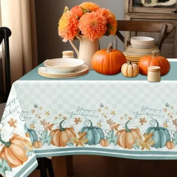 Blue Pumpkin Maple Thanksgiving Tablecloths - Disposable