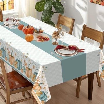 Blue Pumpkin Maple Thanksgiving Tablecloths - Disposable