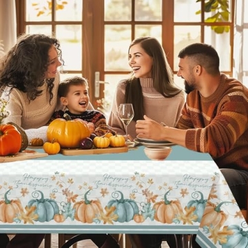 Blue Pumpkin Maple Thanksgiving Tablecloths - Disposable