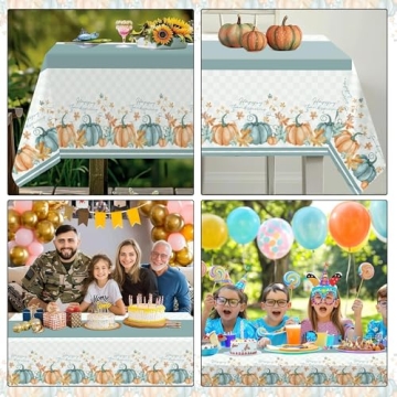 Blue Pumpkin Maple Thanksgiving Tablecloths - Disposable