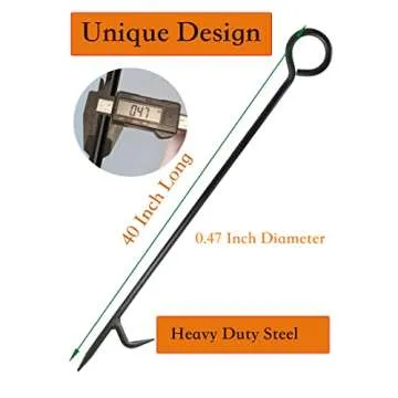 Heavy Duty Wrought Iron Steel Fire Pit Tool - 40 Inch Rust Resistant Black Finish - Indoor/Outdoor F...