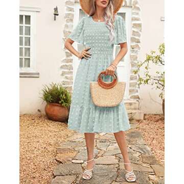 Annebouti Womens Summer Spring Dress 2025 Wedding Guest Short Sleeve Casual Modest Cute Swing Flowy ...
