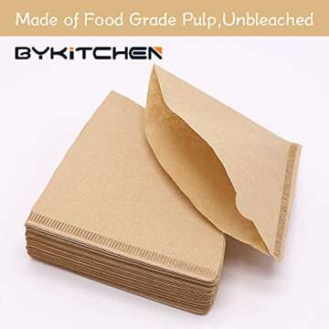 BYKITCHEN Small Coffee Filters, Size 01, Set of 200, Disposable Cone Coffee Filters Paper, Natural Paper Filters for Pour Over Coffee Dripper and Coffee Maker (1-2 Cup)