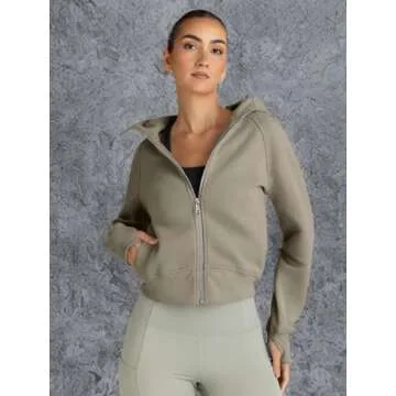 Trendy Queen Womens Zip Up Hoodies Jackets Cropped Sweatshirts Fleece Fall Outfits Casual Comfy Y2k Tops Winter Clothes 2025 Coffee S