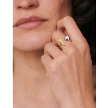 WOWORAMA Two Tone Open Rings - Adjustable Chunky Statement Jewelry for Women