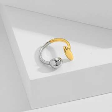 WOWORAMA Two Tone Adjustable Dome Statement Rings