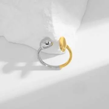 WOWORAMA Two Tone Adjustable Dome Statement Rings