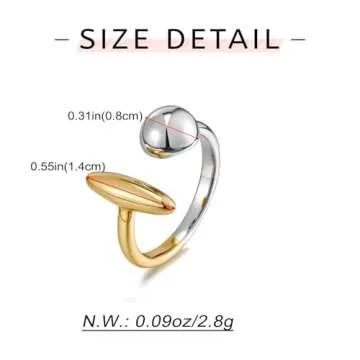 WOWORAMA Two Tone Adjustable Dome Statement Rings