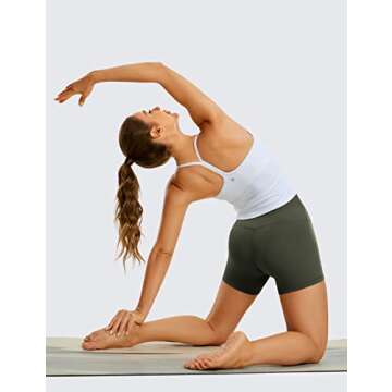 CRZ YOGA Womens Butterluxe Biker Shorts 4'' - High Waisted Booty Workout Volleyball Yoga Spandex Olive Green Medium