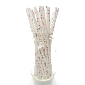 Candy Cane Straws Pack of 25 - Christmas Party Supplies