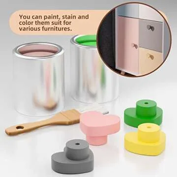 Zepolu 6 Pack Heart Shape Wood Knobs - 1.2” Diameter, Boho Cabinet Furniture Knobs, Wooden Knobs for Cabinets and Dresser Drawers, Natural Wood Kitchen Cabinet Pulls Handles with Screws