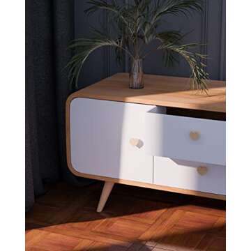 Zepolu 6 Pack Heart Shape Wood Knobs - 1.2” Diameter, Boho Cabinet Furniture Knobs, Wooden Knobs for Cabinets and Dresser Drawers, Natural Wood Kitchen Cabinet Pulls Handles with Screws