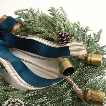 Norfolk Pine Wreath with Bells and Ribbon Holiday Decor