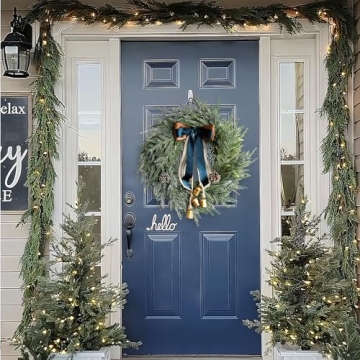 Norfolk Pine Wreath with Bells and Ribbon Holiday Decor