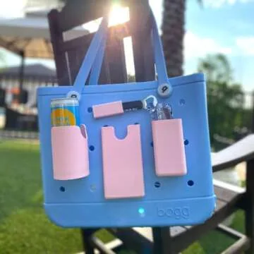 BAGLETS - Can Drink & Water Bottle Holder Charm Accessory Compatible with Bogg Bags - Keep Bottles or Drink Cans Handy with Your Tote Bag - Fits Inside or Outside of The Bag – Made in USA - Pink