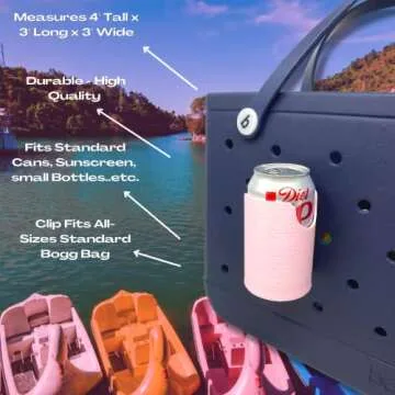 BAGLETS - Can Drink & Water Bottle Holder Charm Accessory Compatible with Bogg Bags - Keep Bottles or Drink Cans Handy with Your Tote Bag - Fits Inside or Outside of The Bag – Made in USA - Pink