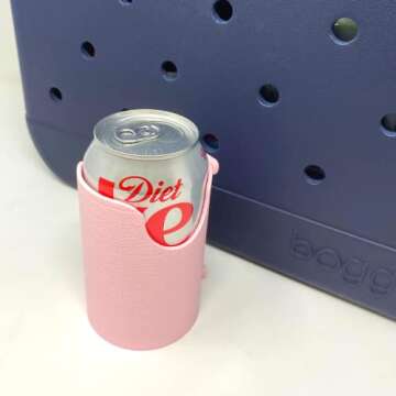 BAGLETS - Can Drink & Water Bottle Holder Charm Accessory Compatible with Bogg Bags - Keep Bottles or Drink Cans Handy with Your Tote Bag - Fits Inside or Outside of The Bag – Made in USA - Pink