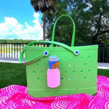 BAGLETS - Can Drink & Water Bottle Holder Charm Accessory Compatible with Bogg Bags - Keep Bottles or Drink Cans Handy with Your Tote Bag - Fits Inside or Outside of The Bag – Made in USA - Pink