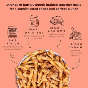 Stellar Pretzel Braids, Maui Monk Sweet Onion, 6 Large Snack Bags (5 oz each) Vegan Rods, Twists, Sticks