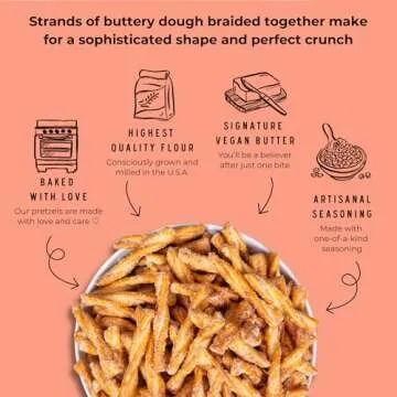 Stellar Pretzel Braids, Maui Monk Sweet Onion, 6 Large Snack Bags (5 oz each) Vegan Rods, Twists, Sticks