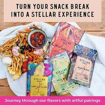Stellar Pretzel Braids, Maui Monk Sweet Onion, 6 Large Snack Bags (5 oz each) Vegan Rods, Twists, Sticks