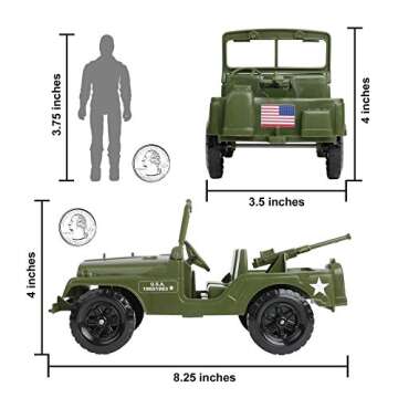 TimMee Recon Patrol M38 Military 4x4 - Olive Green Action Figure Size - Made in USA