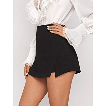 WDIRARA Women's Elegant Summer Split Front Skirt Shorts