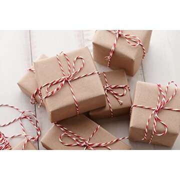 Classic Kraft Wrapping Paper Set – 3 Rolls + Red Baker’s Twine | Durable Brown Christmas Gift Wr...
