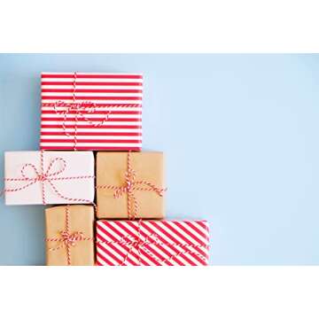 Classic Kraft Wrapping Paper Set – 3 Rolls + Red Baker’s Twine | Durable Brown Christmas Gift Wrap | 102.5 sq ft for Holiday Wrapping, Birthdays, Crafts & More | Festive Parcel Paper with Red String