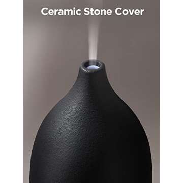 InnoGear Oil Diffuser, 150ML Ceramic Diffuser for Essential Oils Handcrafted Aromatherapy Diffuser Ultrasonic Cool Mist Humidifier with 2 Mist Modes Waterless Auto Off for Room Office, Black
