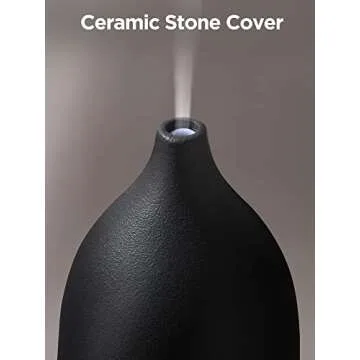 InnoGear Oil Diffuser, 150ML Ceramic Diffuser for Essential Oils Handcrafted Aromatherapy Diffuser Ultrasonic Cool Mist Humidifier with 2 Mist Modes Waterless Auto Off for Room Office, Black