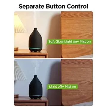 InnoGear Oil Diffuser, 150ML Ceramic Diffuser for Essential Oils Handcrafted Aromatherapy Diffuser Ultrasonic Cool Mist Humidifier with 2 Mist Modes Waterless Auto Off for Room Office, Black