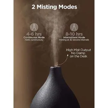 InnoGear Oil Diffuser, 150ML Ceramic Diffuser for Essential Oils Handcrafted Aromatherapy Diffuser Ultrasonic Cool Mist Humidifier with 2 Mist Modes Waterless Auto Off for Room Office, Black
