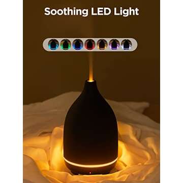 InnoGear Oil Diffuser, 150ML Ceramic Diffuser for Essential Oils Handcrafted Aromatherapy Diffuser Ultrasonic Cool Mist Humidifier with 2 Mist Modes Waterless Auto Off for Room Office, Black