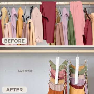 MORALVE European Beechwood Tank Top Hangers with 360° Swivel Hook - 2 Pack Space Saving Sports Bra and Cami Hanger for Closet - Hanging Tank Top and Bra Organizer for Space Saving Closet Organization