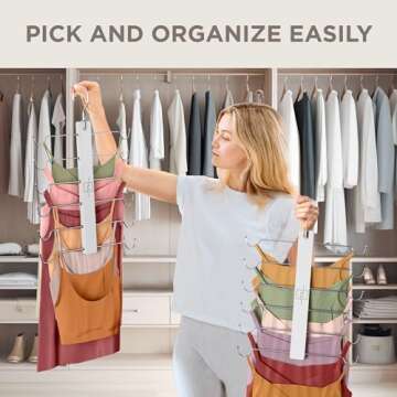 MORALVE European Beechwood Tank Top Hangers with 360° Swivel Hook - 2 Pack Space Saving Sports Bra and Cami Hanger for Closet - Hanging Tank Top and Bra Organizer for Space Saving Closet Organization