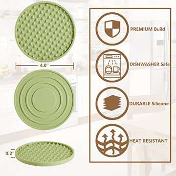 Coga Drink Coasters Set of 6 with Holder, Silicone Coasters Tabletop Protection for Any Table Type, ...